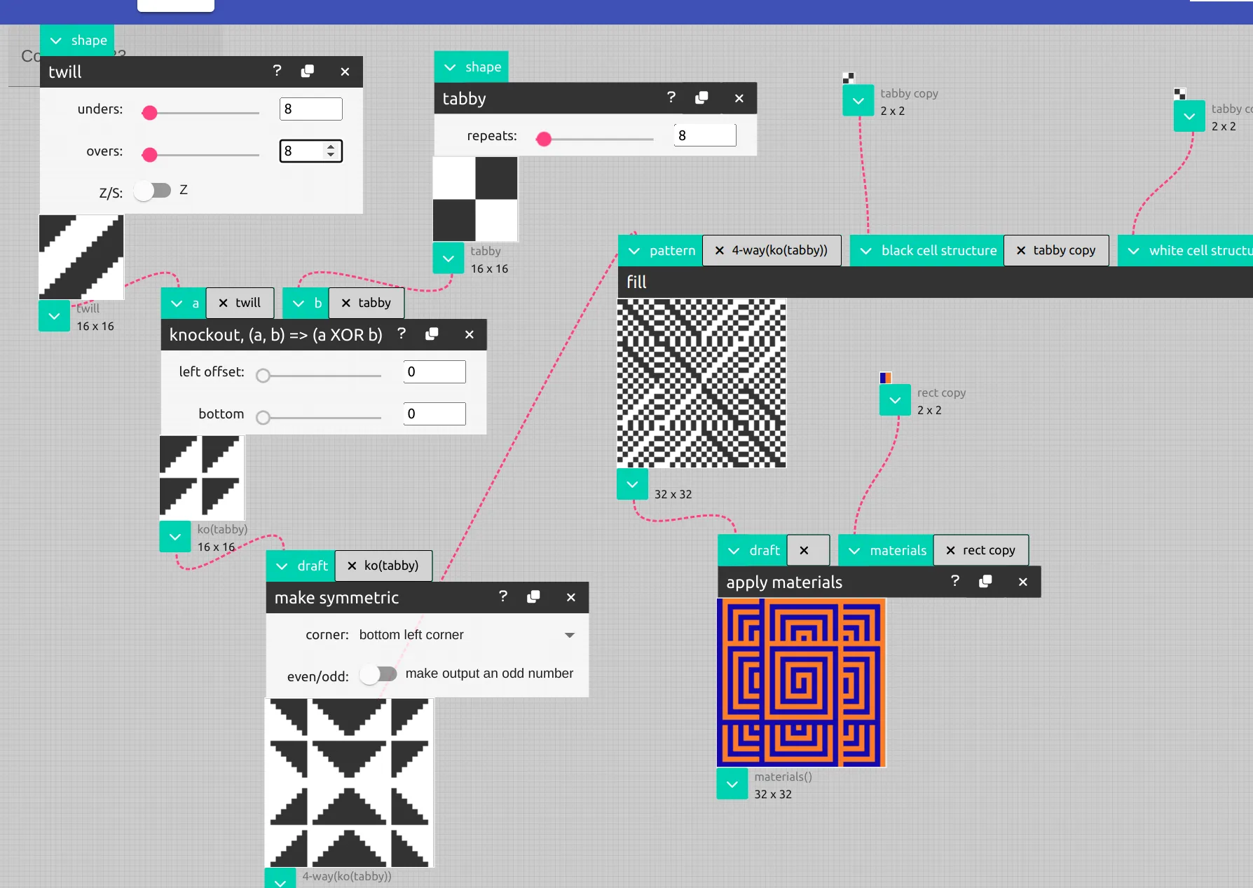 Screenshot from the AdaCAD weave drafting software.